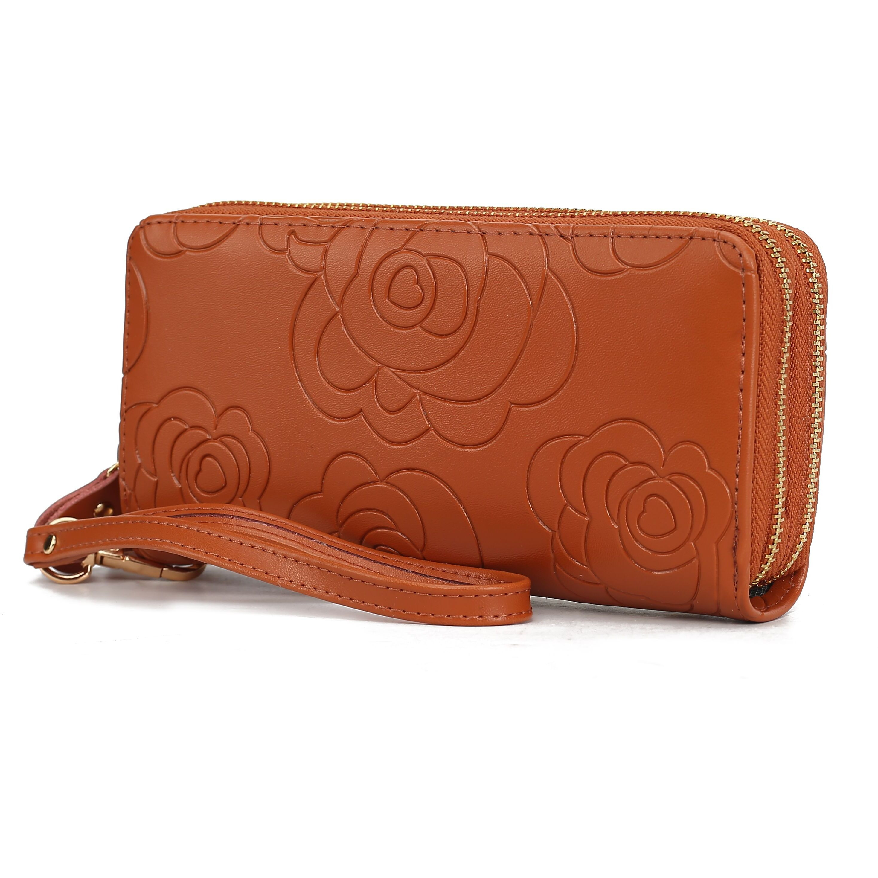 MKF Collection Ellie Genuine Leather Flower Embossed Women Wristlet Wallet by Mia K