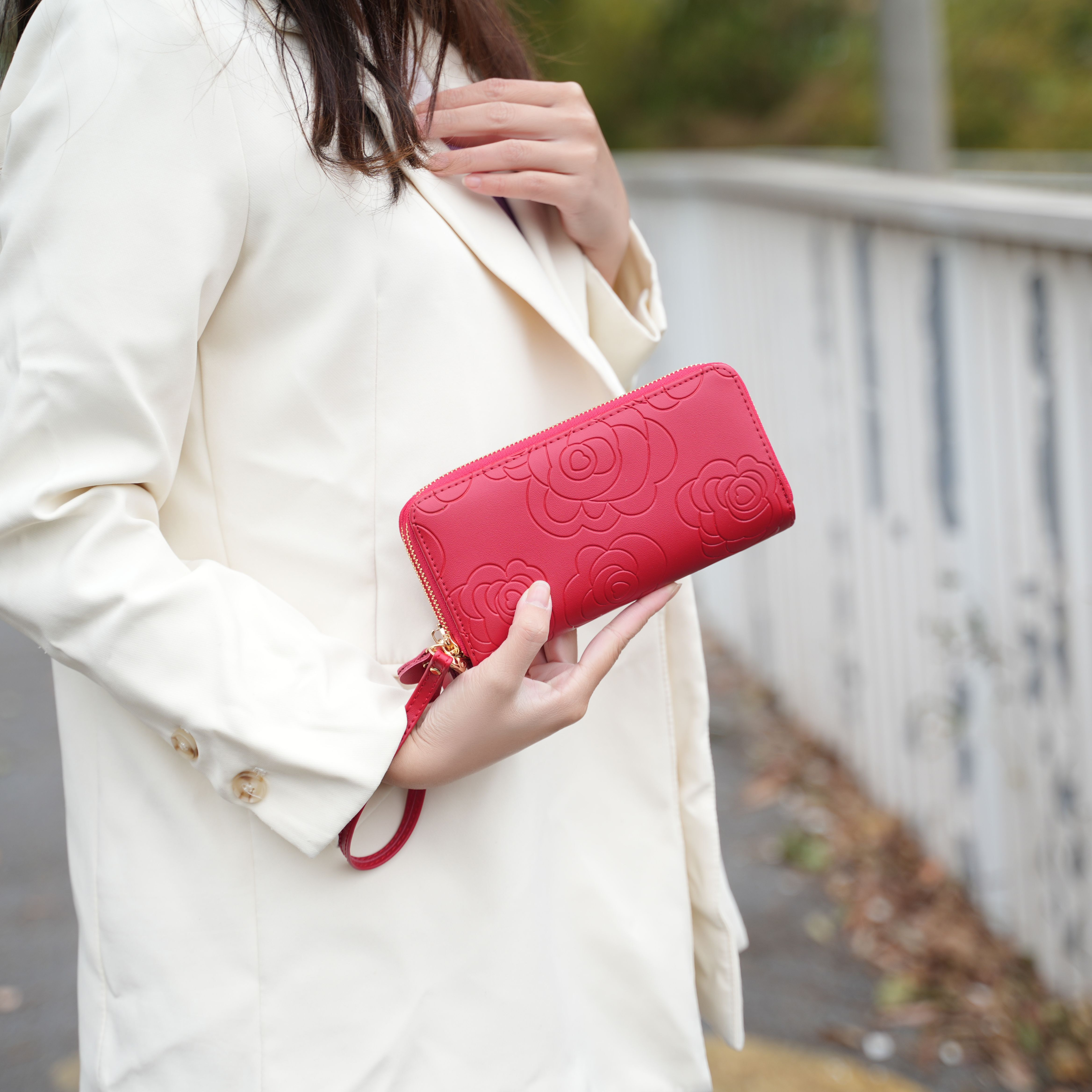 MKF Collection Ellie Genuine Leather Flower Embossed Women Wristlet Wallet by Mia K