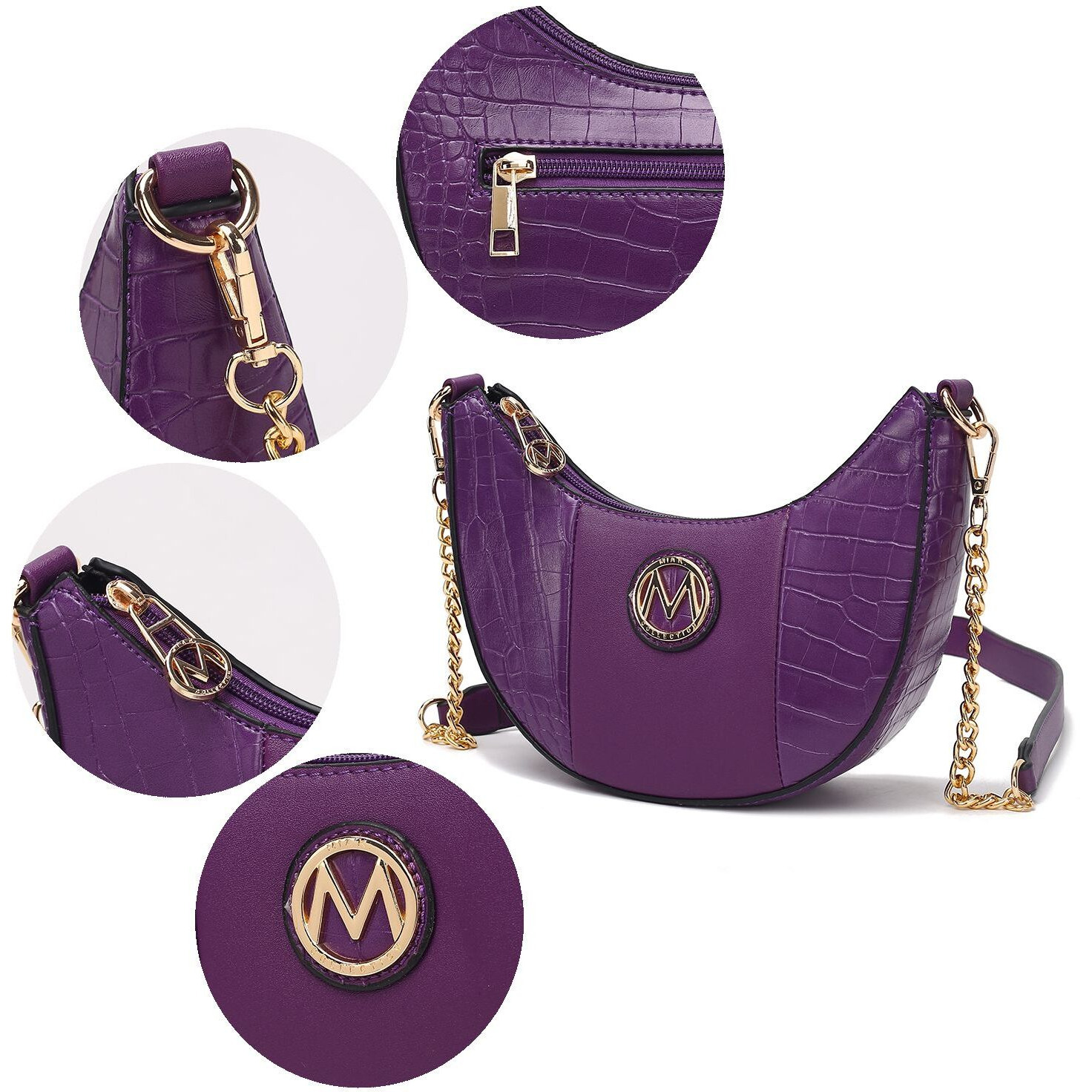 MKF Collection Amira Crocodile Embossed Vegan Leather Women Shoulder Bag by Mia K