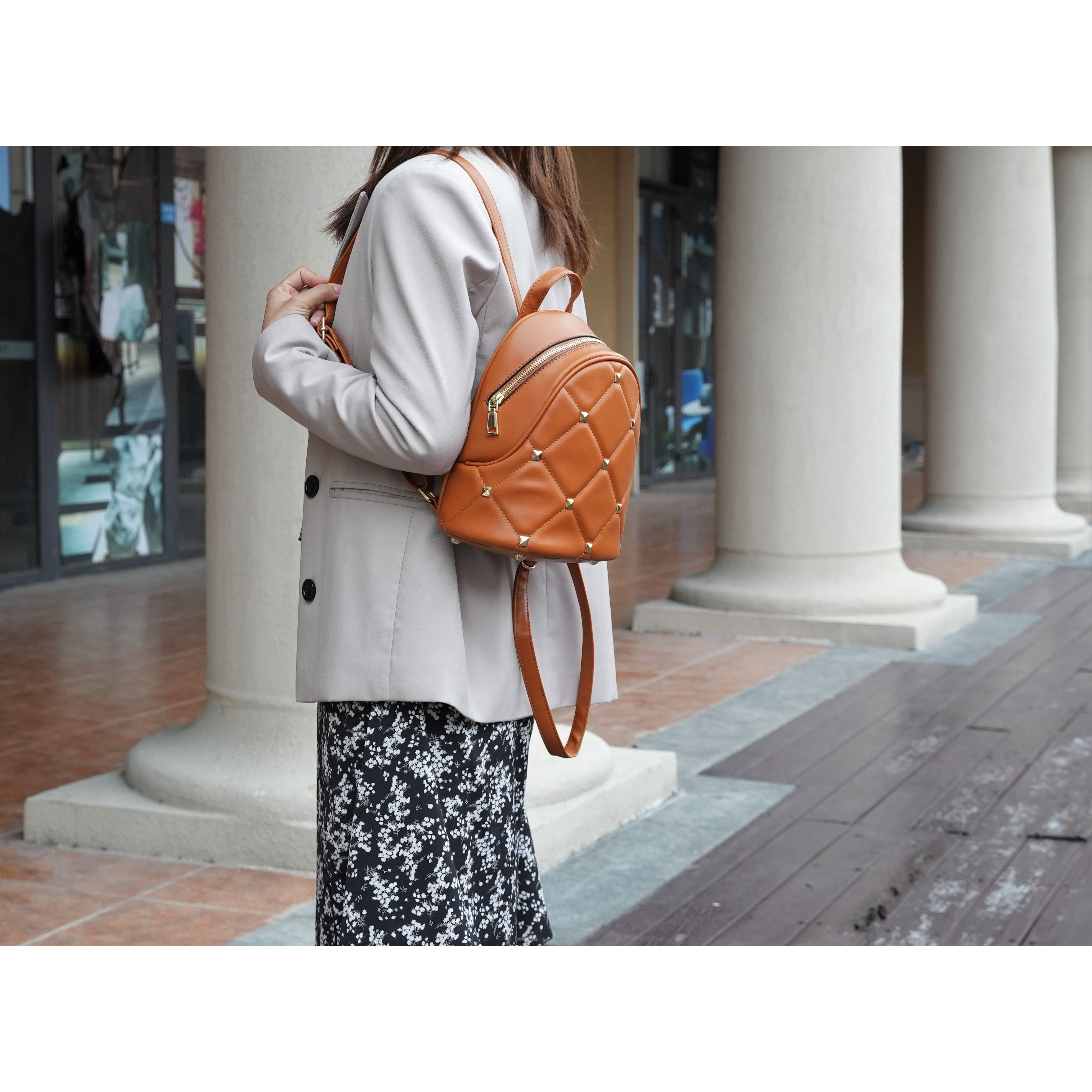 MKF Collection Hayden Quilted Vegan Leather with Studs Women Backpack by Mia K