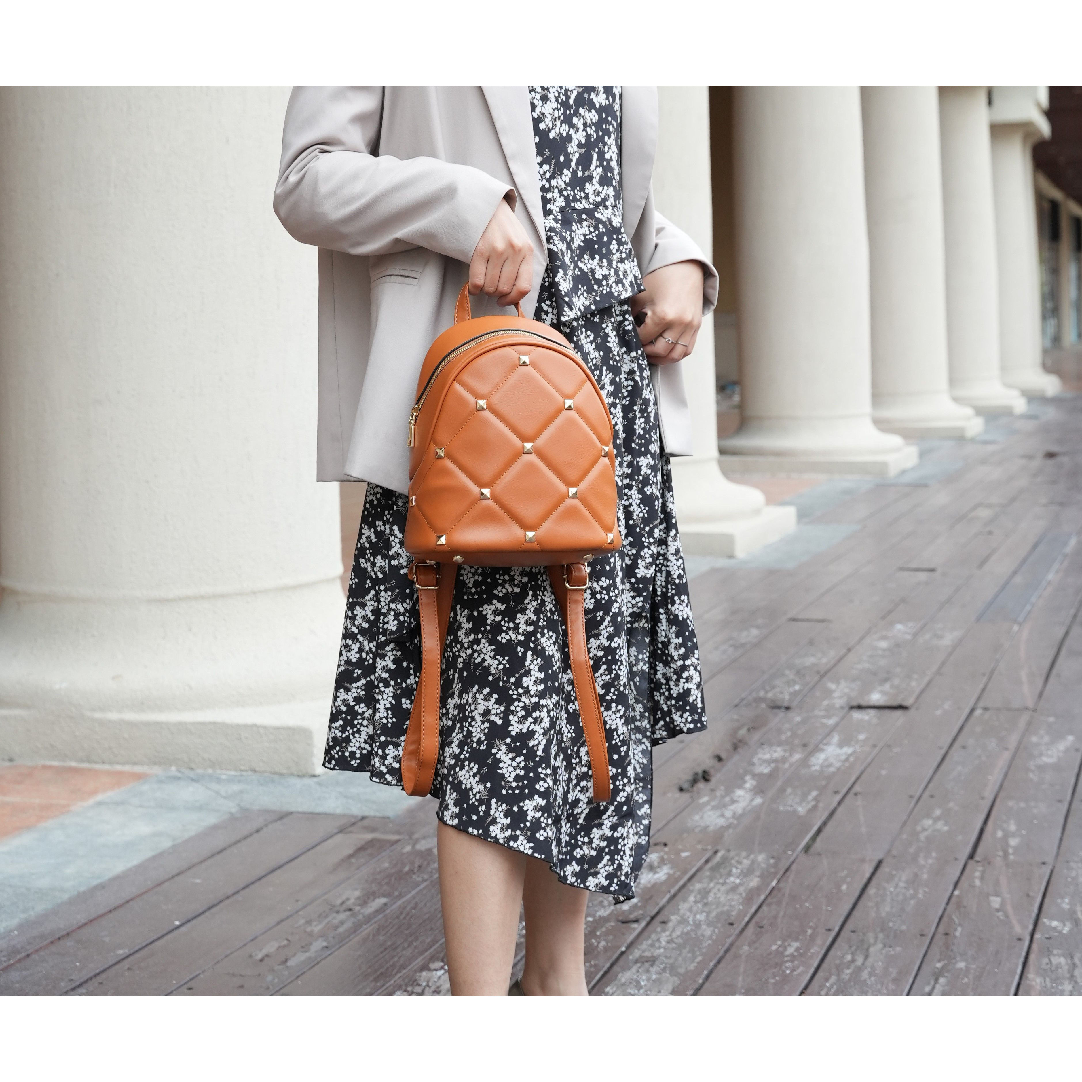 MKF Collection Hayden Quilted Vegan Leather with Studs Women Backpack by Mia K