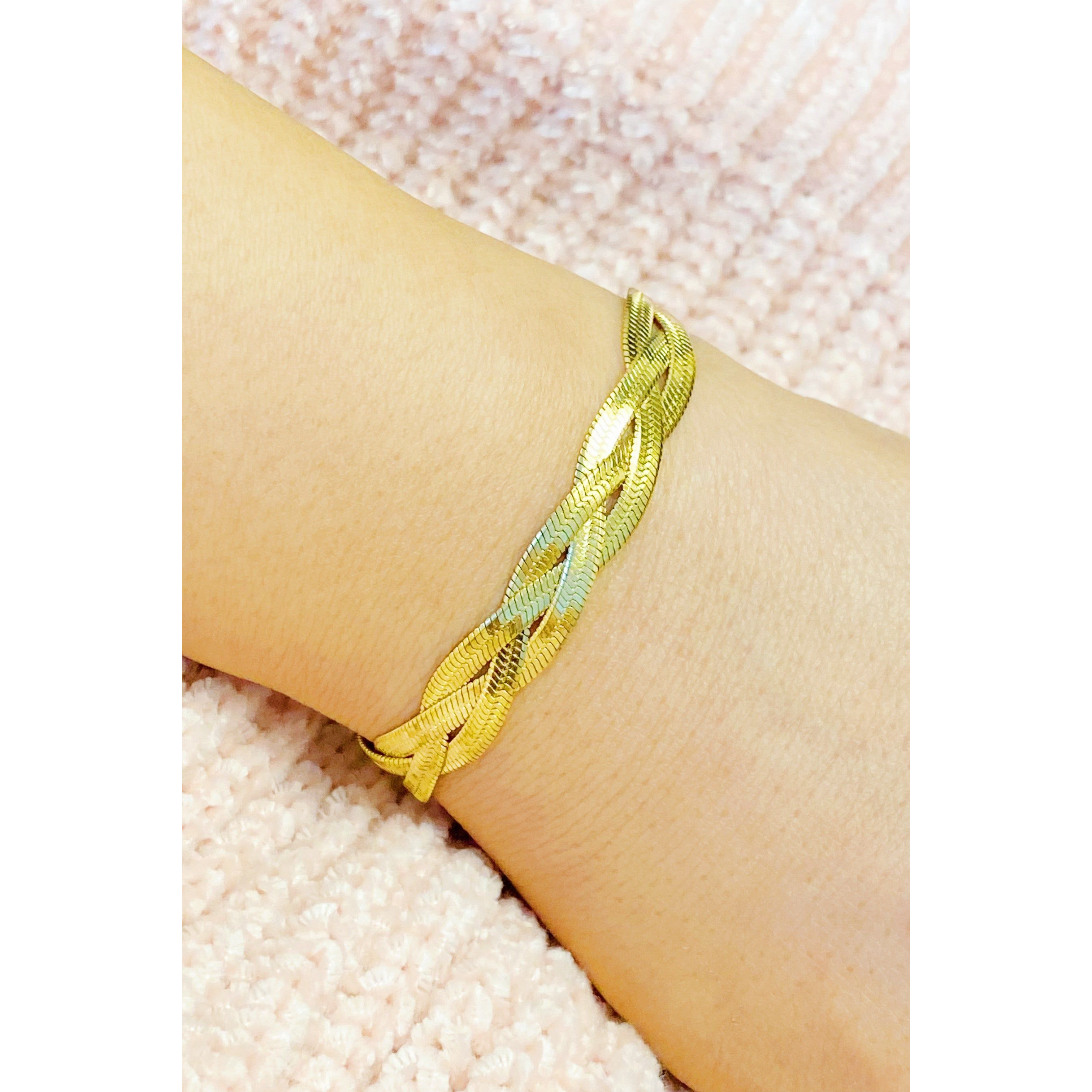 Braided Herringbone Chain Bracelet