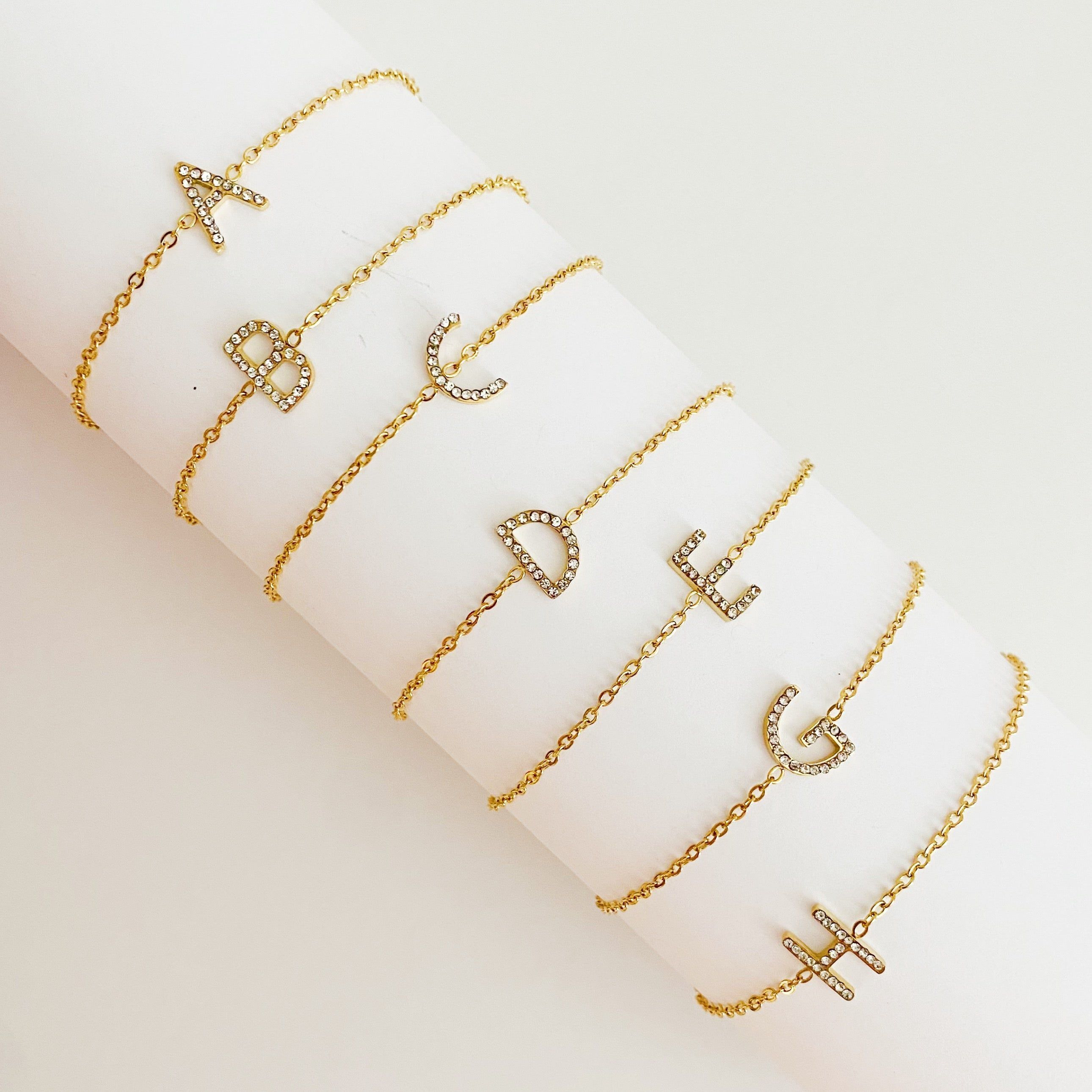 Dainty Sparkle Initial Bracelet