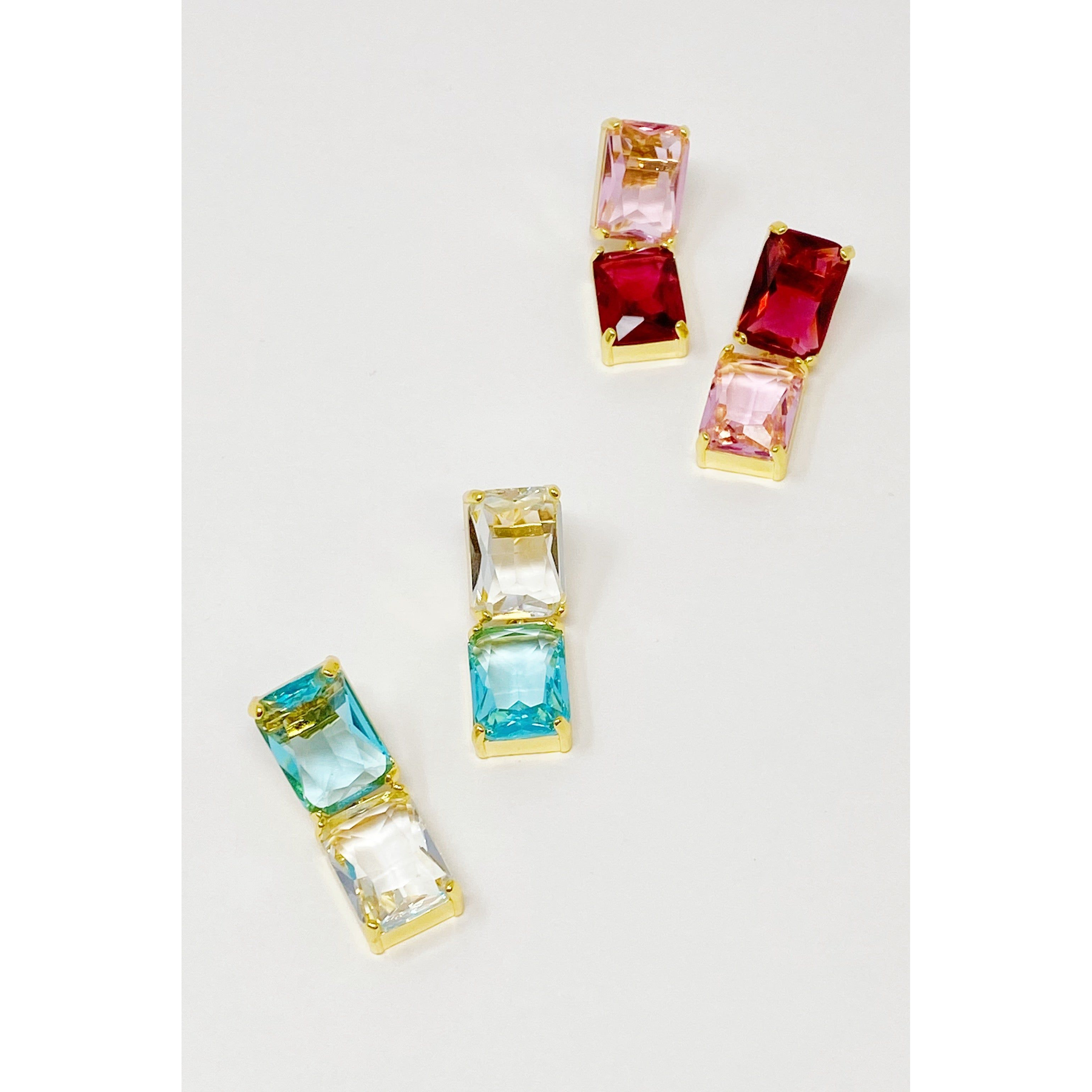 Princess Double Jeweled Earrings