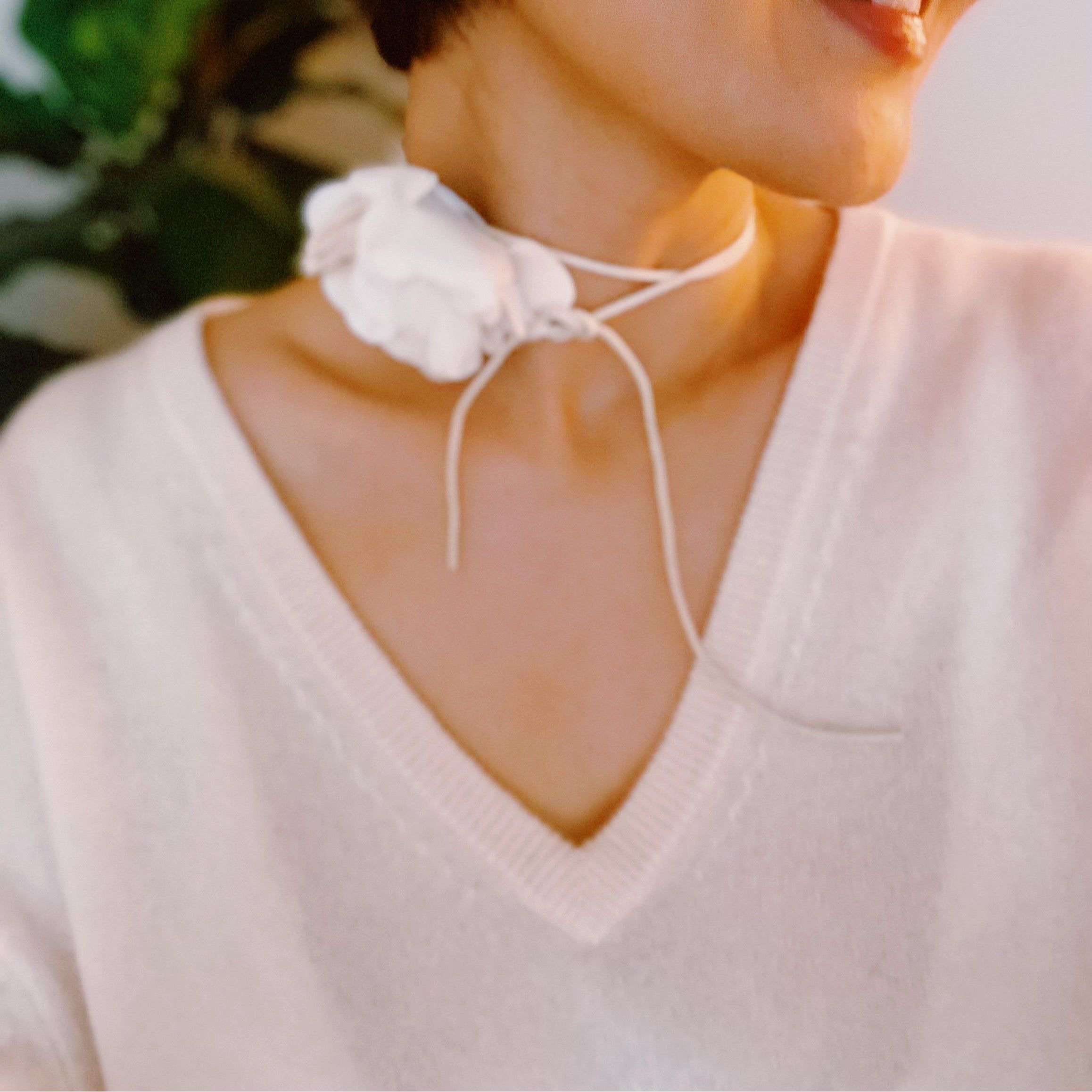 Chiffon Petals Rosette Tie necklace