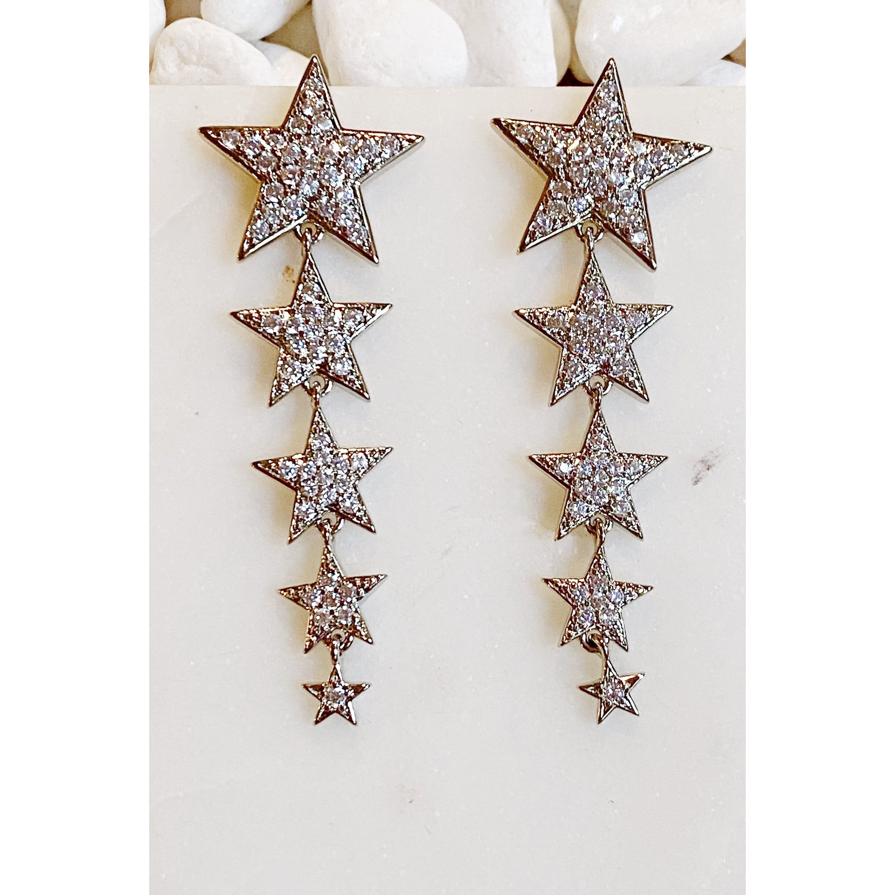 Five Stars Dangle Down Earrings