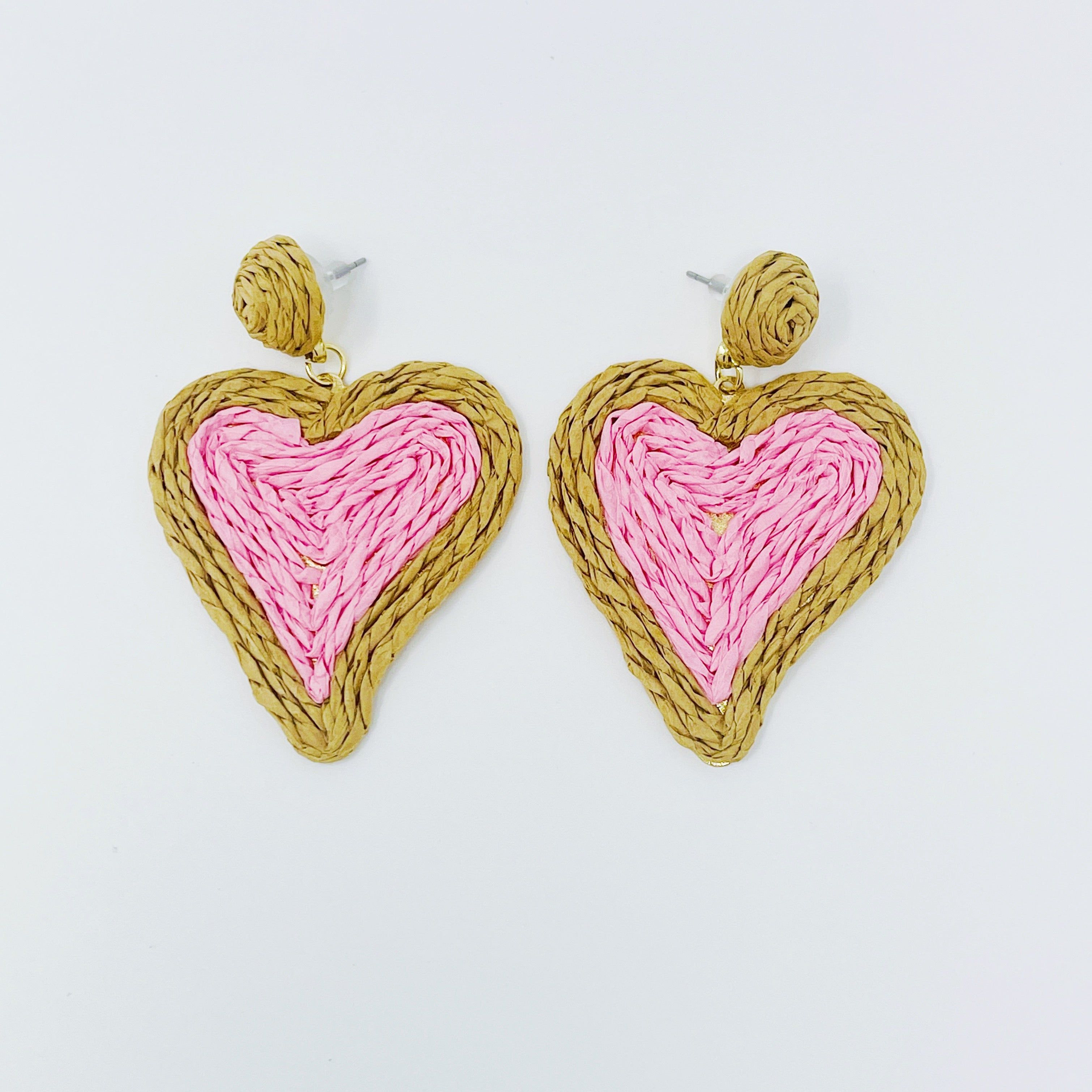 Sunny Days Heart Raffia Earrings