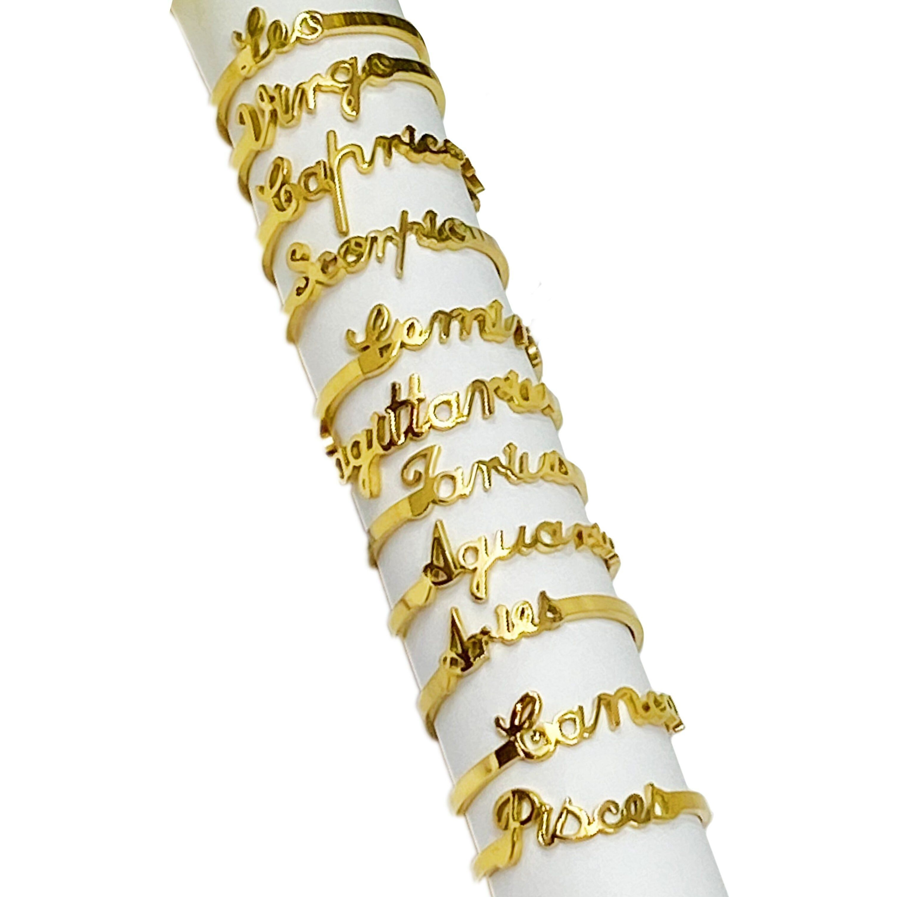 Scripted Zodiac Ring