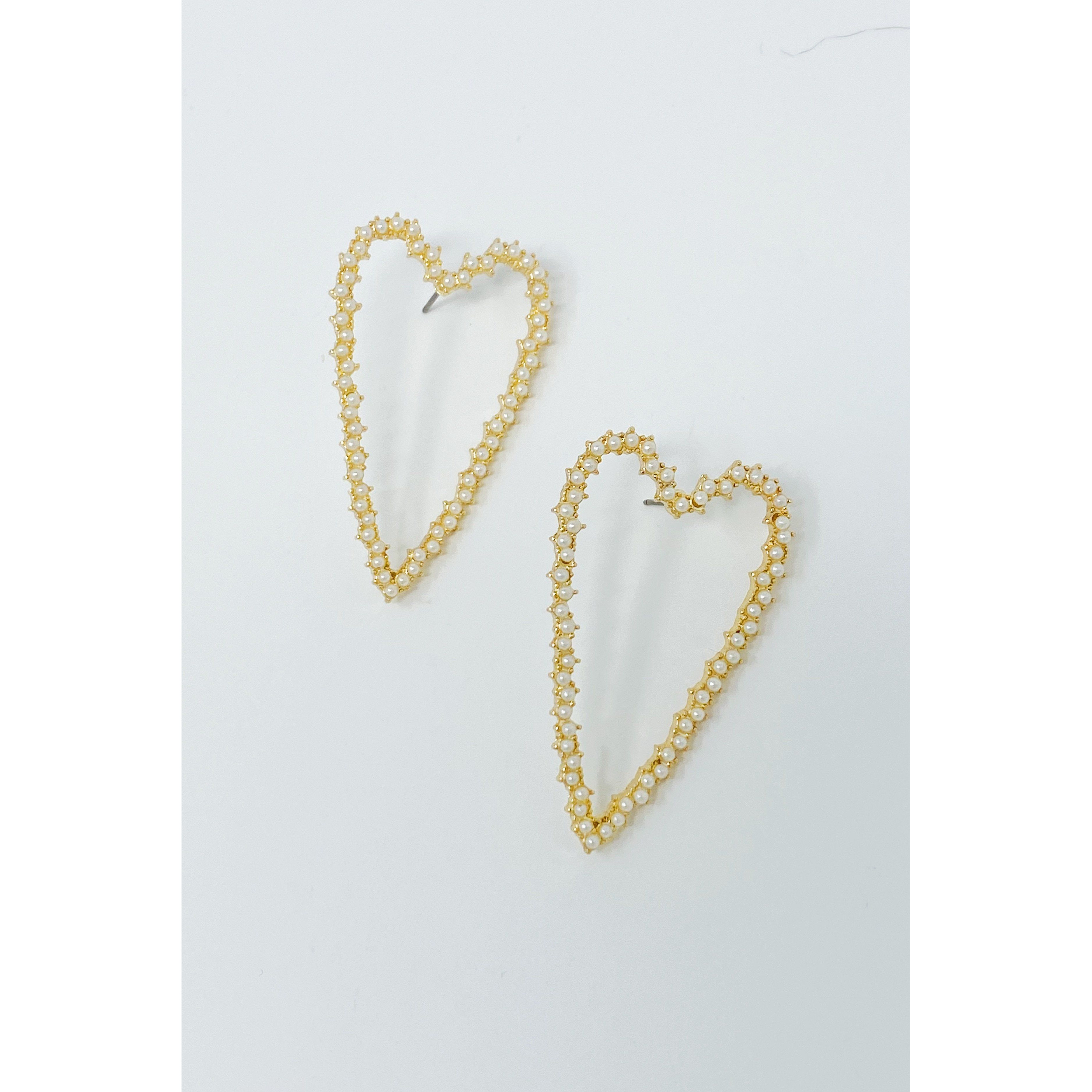 Pearl Encrusted Heart Earrings