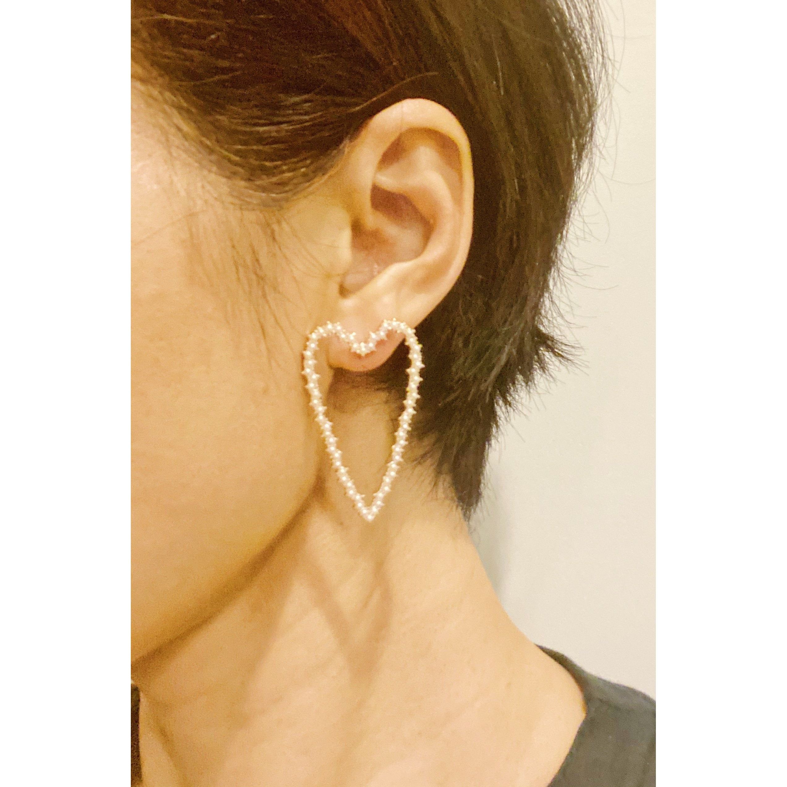 Pearl Encrusted Heart Earrings