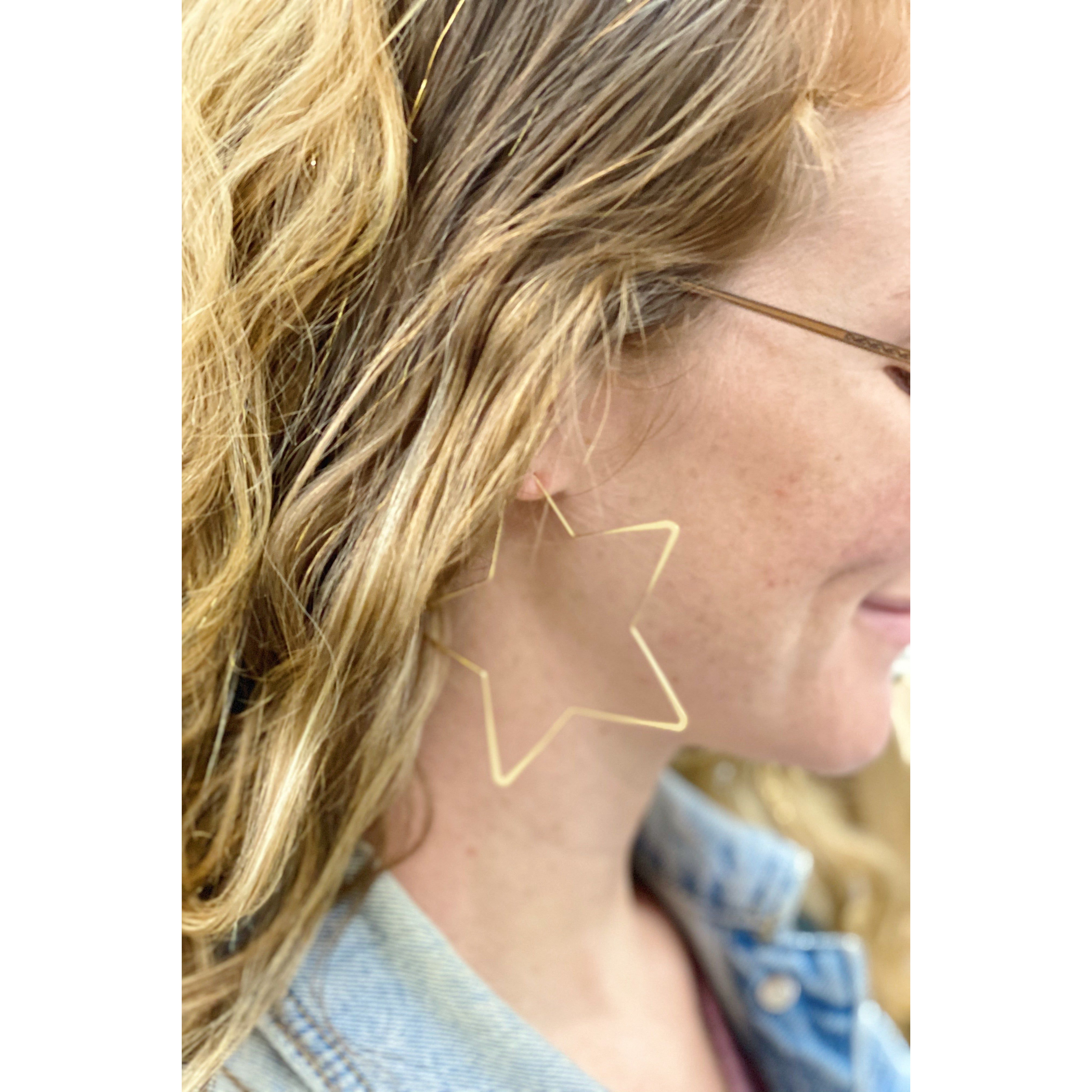 Twinkling Star Hoop Earrings