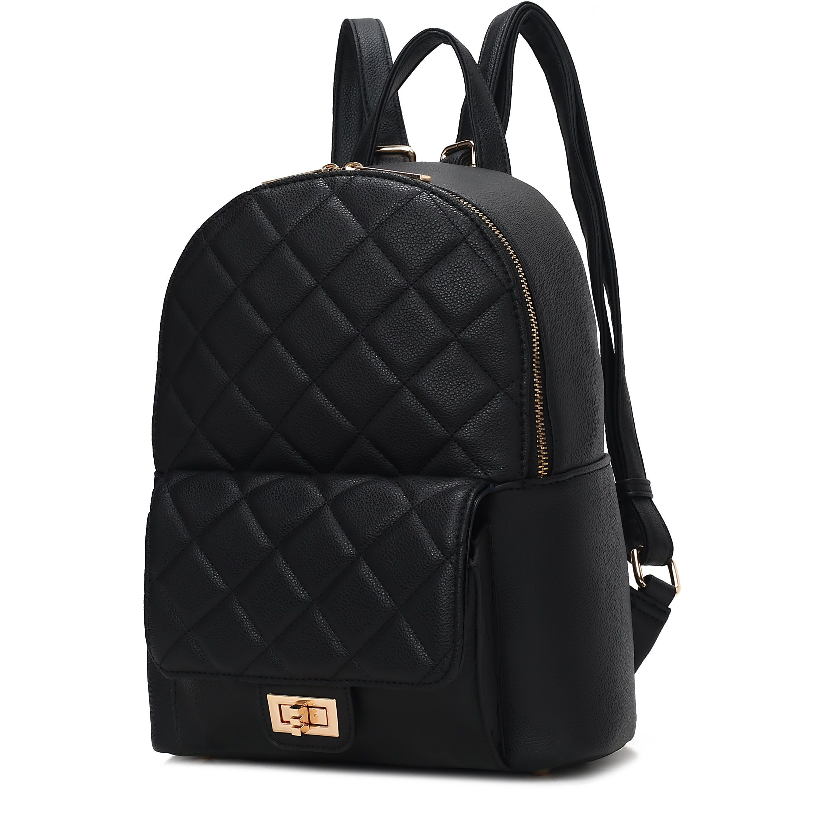 MKF Collection Dimitria Quilted and Smooth Women Backpack, Bookbag Purse Handbag Travel Daypack Bag By Mia K