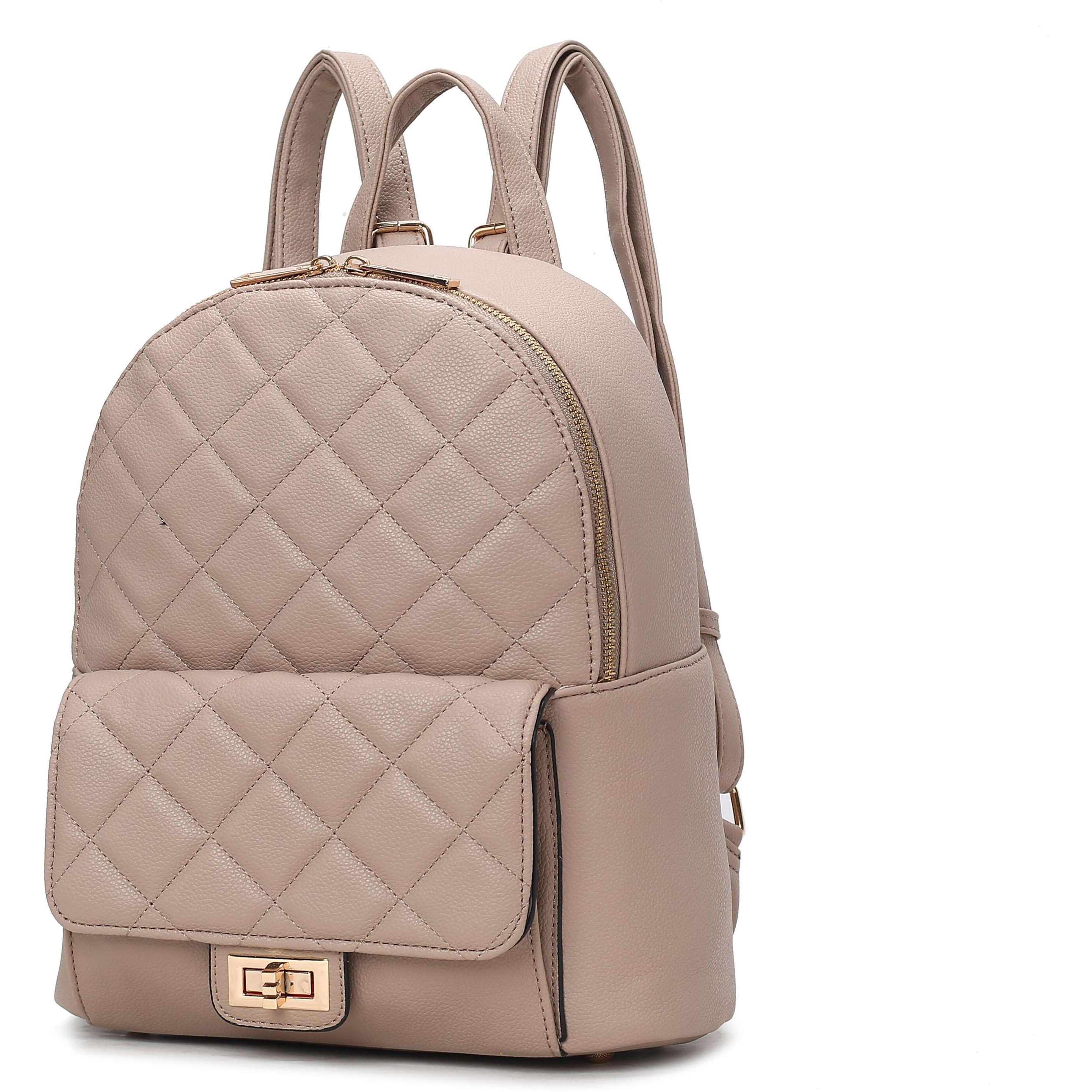MKF Collection Dimitria Quilted and Smooth Women Backpack, Bookbag Purse Handbag Travel Daypack Bag By Mia K