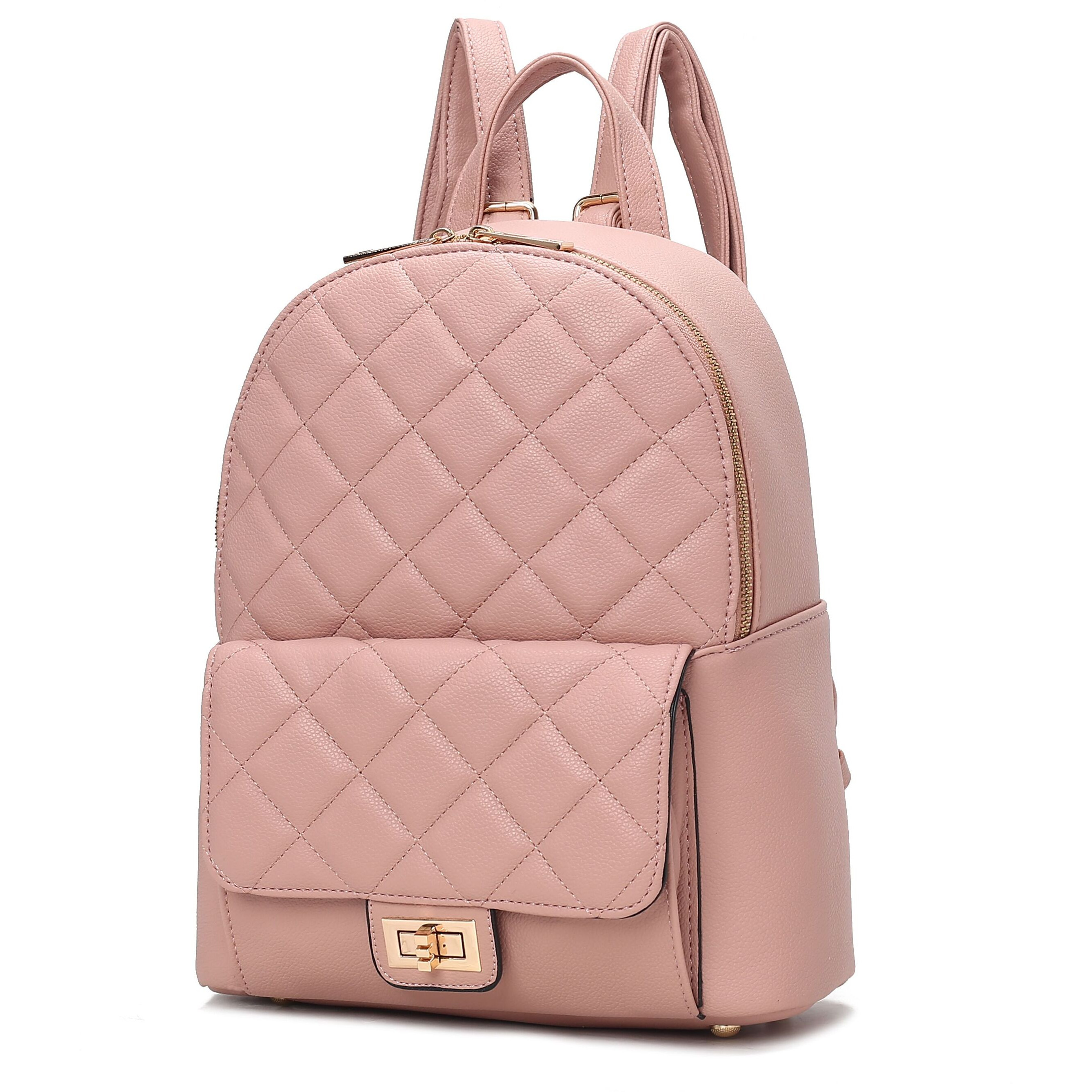 MKF Collection Dimitria Quilted and Smooth Women Backpack, Bookbag Purse Handbag Travel Daypack Bag By Mia K