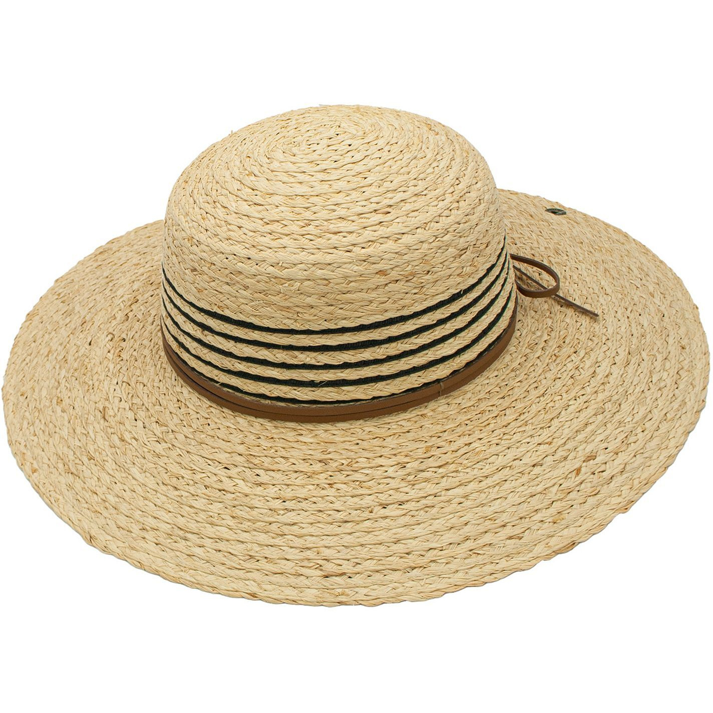 Maria Raffia Straw Band Round Wide Brim Beach Resort Hat