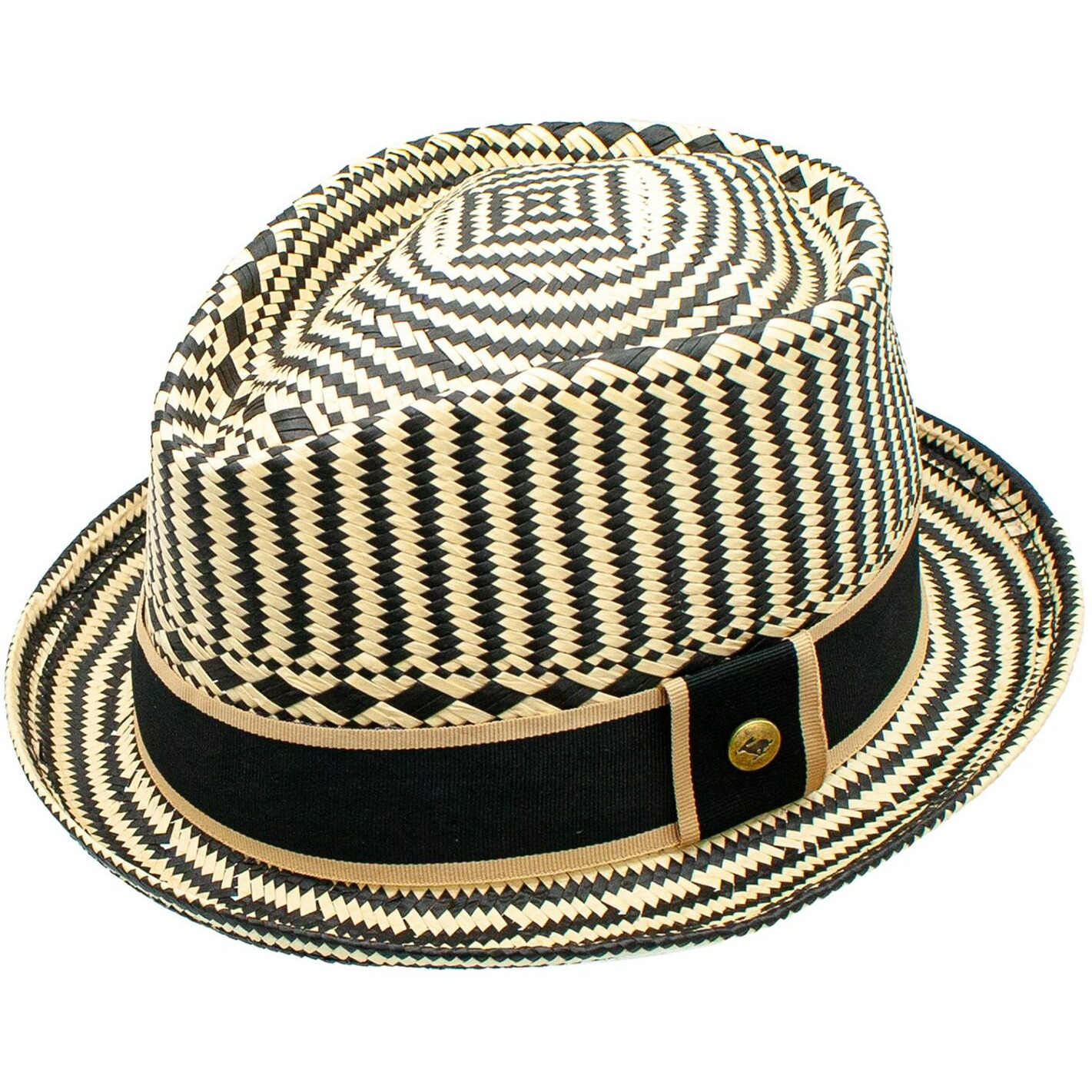 Mazatlan Toyo Straw Tear Drop Crown Band Pin Fedora Hat