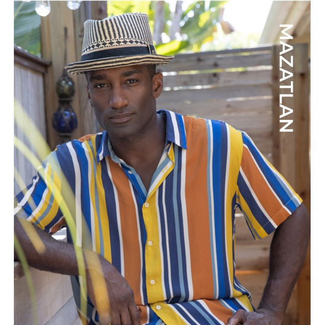 Mazatlan Toyo Straw Tear Drop Crown Band Pin Fedora Hat