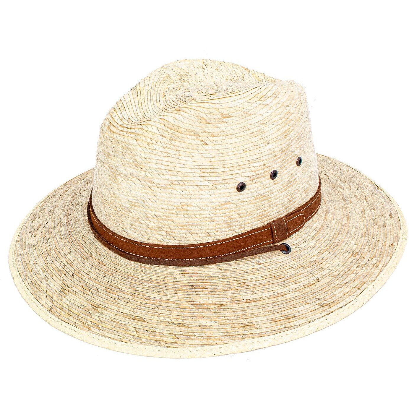 Ajo Palmilla Straw 3 Inch Brim Vegan Leather Band Resort Hat