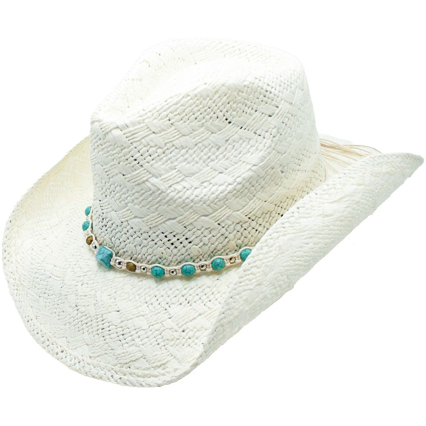 Geni Toyo Straw Turqoise Beaded Western Drifter Cowboy Hat