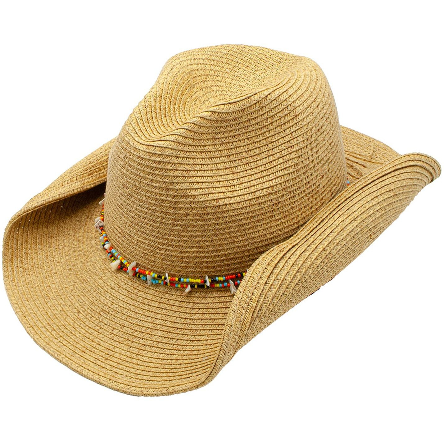 Hanai Toyo Straw Color Beaded Adjustable Western Drifter Hat