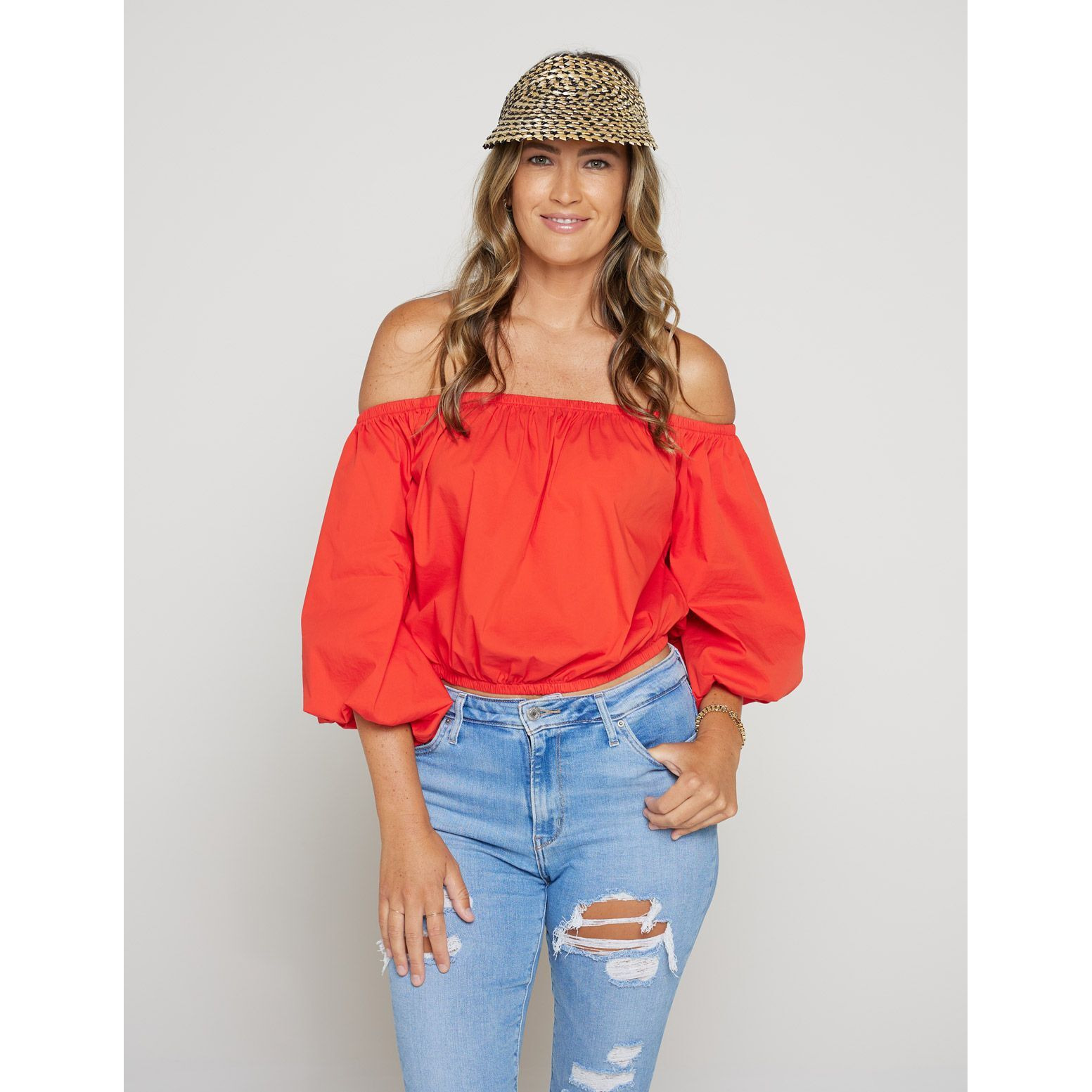 Cleobella Braided Straw Visor Hat