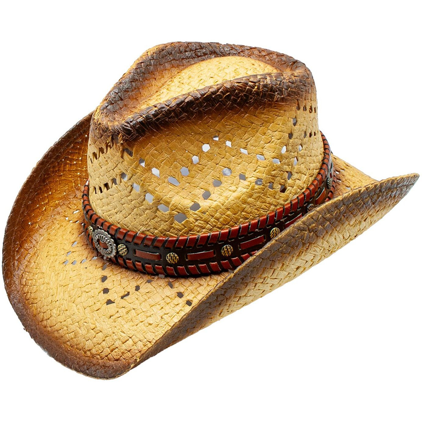 Wilbur Straw 3.5 Inch Brim Leather Band Cowboy Drifter Hat