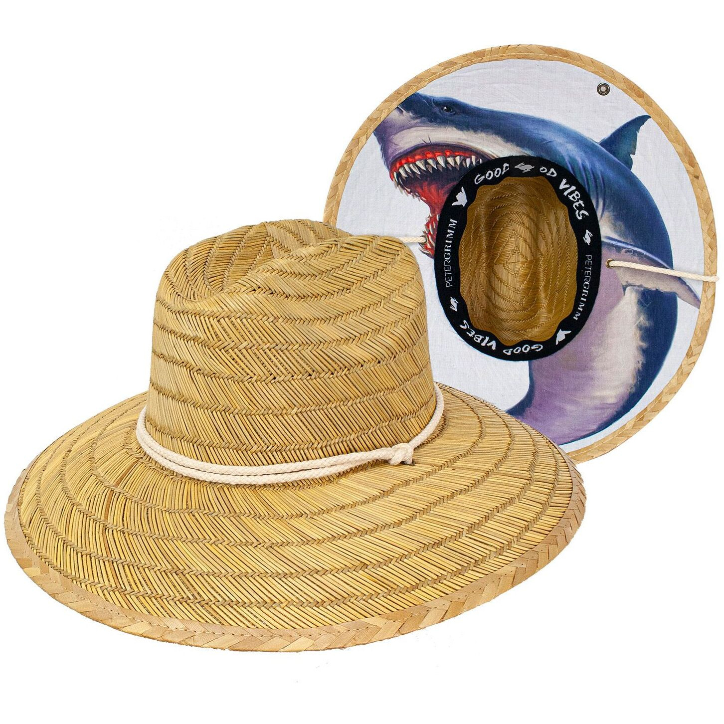 White Shark Straw Lifeguard Hat