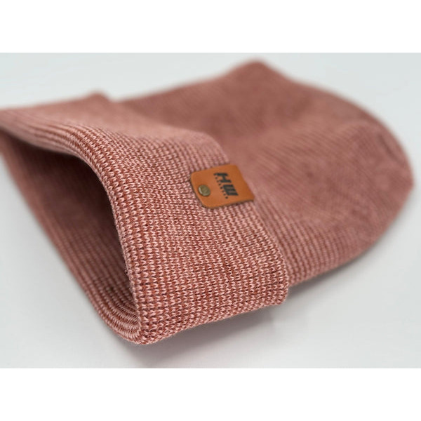 Haakwear Theta Stitch Fusion Cuffed Beanie (Patent Pending Design)-Pink/Burgundy, Made in USA