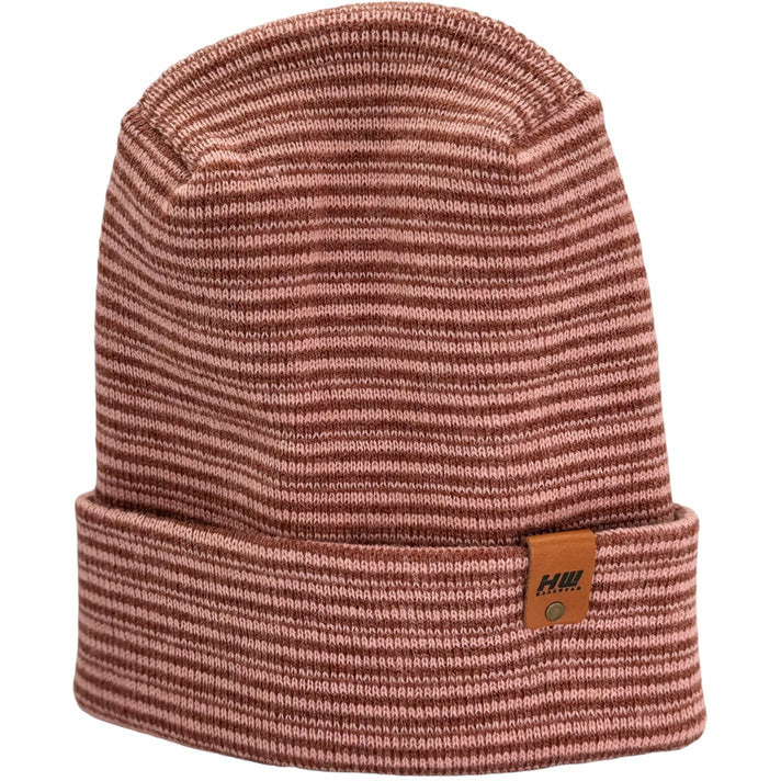 Modern Theta Stitch Contrast Cuffed Beanie (Patent Pending Design)-Pink/Burgundy, Made in USA