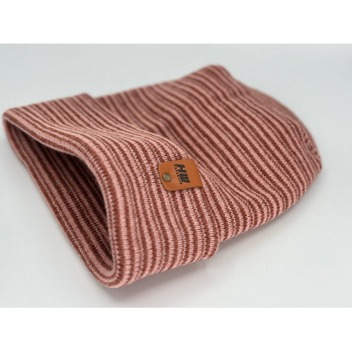 Modern Theta Stitch Contrast Cuffed Beanie (Patent Pending Design)-Pink/Burgundy, Made in USA