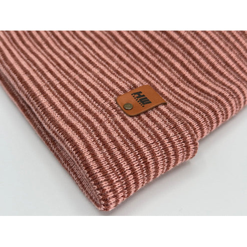 Modern Theta Stitch Contrast Cuffed Beanie (Patent Pending Design)-Pink/Burgundy, Made in USA