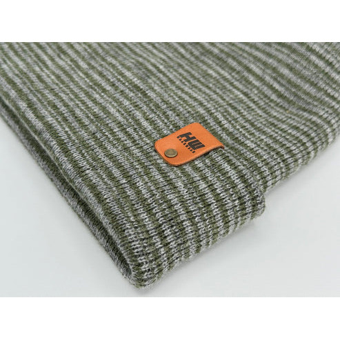 Modern Theta Stitch Contrast Cuffed Beanie (Patent Pending Design)-Gray/Green, Made in USA