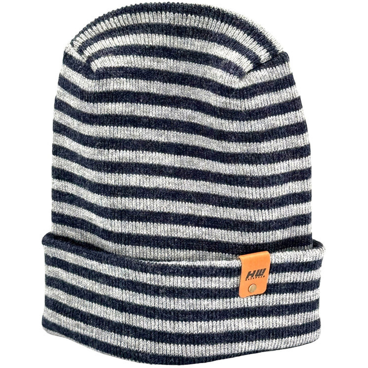 HAAKWEAR Theta Stitch RORO Cuffed Beanie (Patent Pending Design)-Gray/Blue, Made in USA