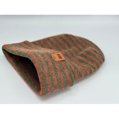 HAAKWEAR Theta Stitch RORO Cuffed Beanie (Patent Pending Design)-Green/Burgundy, Made in USA