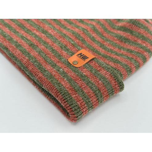 HAAKWEAR Theta Stitch RORO Cuffed Beanie (Patent Pending Design)-Green/Burgundy, Made in USA