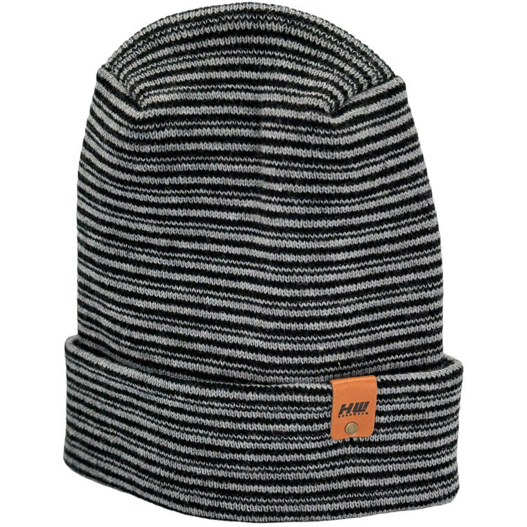 Modern Theta Stitch Contrast Cuffed Beanie (Patent Pending Design)-Gray/Black, Made in USA