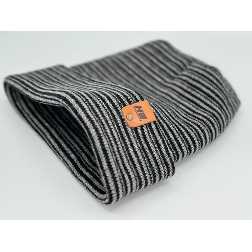 Modern Theta Stitch Contrast Cuffed Beanie (Patent Pending Design)-Gray/Black, Made in USA
