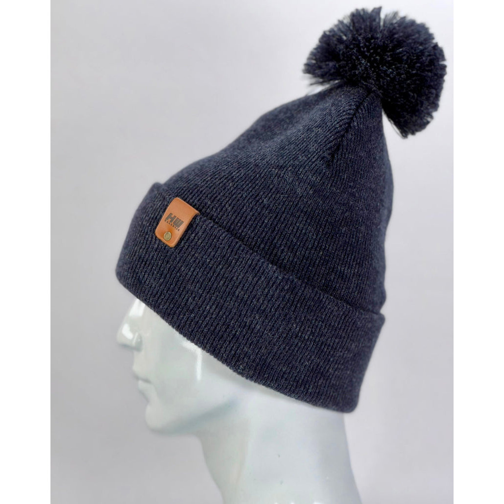 HAAKWEAR Pom Pom Beanie - Made in USA - Denim Blue