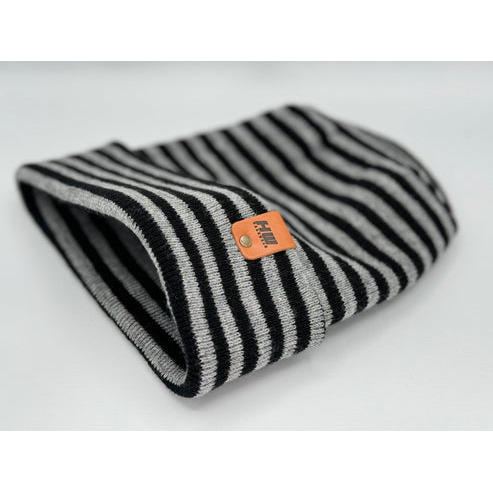 HAAKWEAR Theta Stitch RORO Cuffed Beanie (Patent Pending Design)-Gray/Black, Made in USA