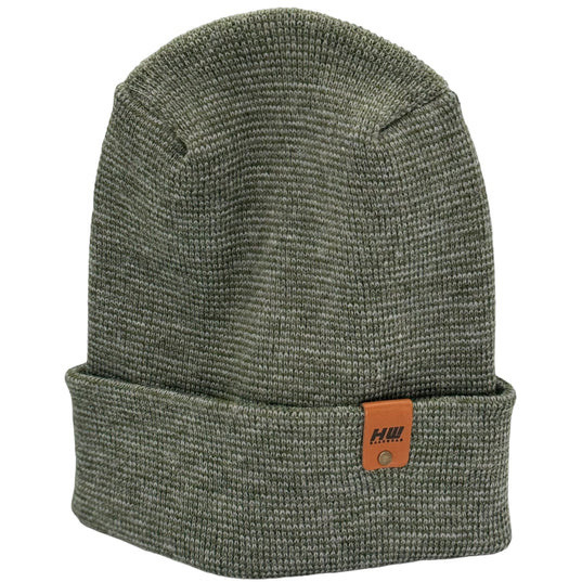 Haakwear Theta Stitch Fusion Cuffed Beanie (Patent Pending Design)-Gray/Green, Made in USA