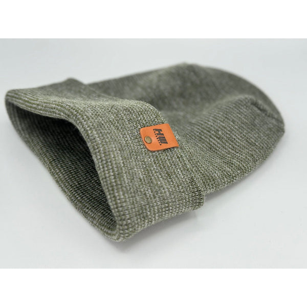 Haakwear Theta Stitch Fusion Cuffed Beanie (Patent Pending Design)-Gray/Green, Made in USA