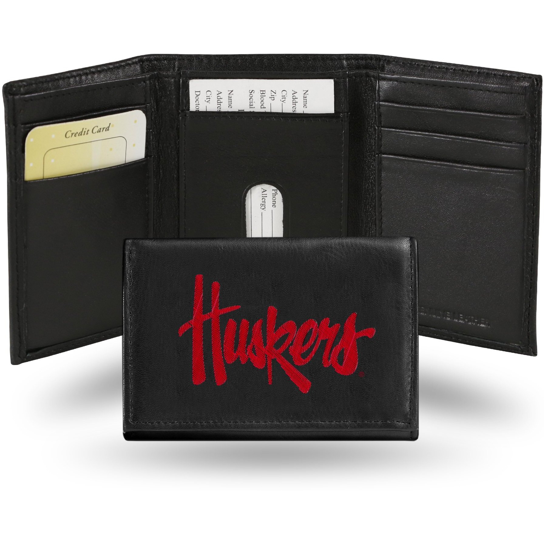 Nebraska Cornhuskers Wallet Trifold Leather Embroidered