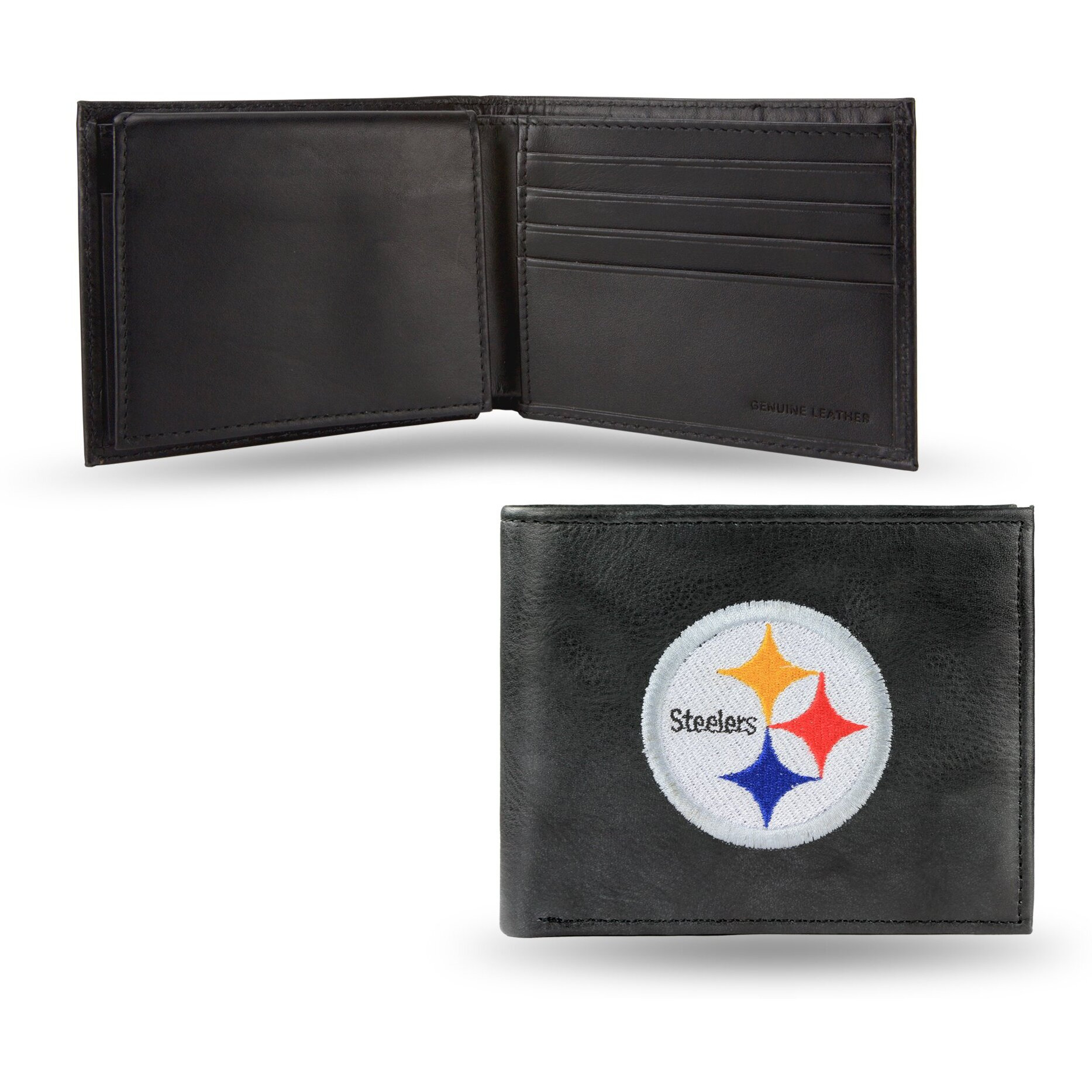 Pittsburgh Steelers Wallet Billfold Leather Embroidered Black