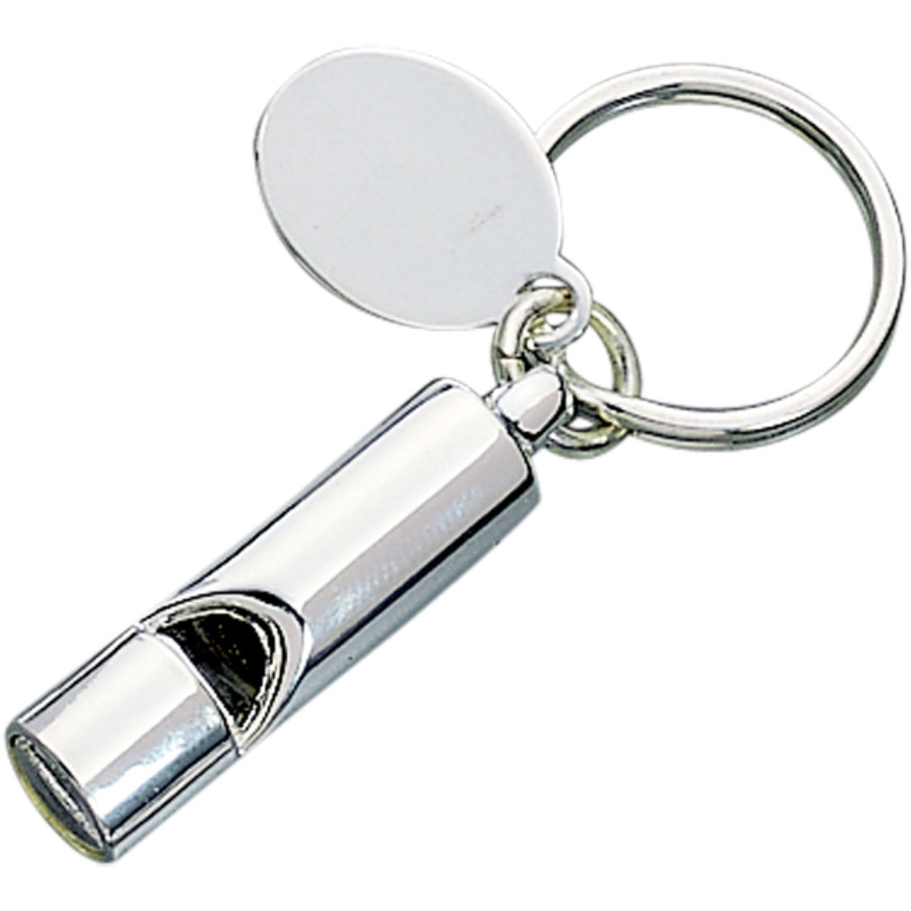 Whistle Key Chain, Chrome Plated 3"
