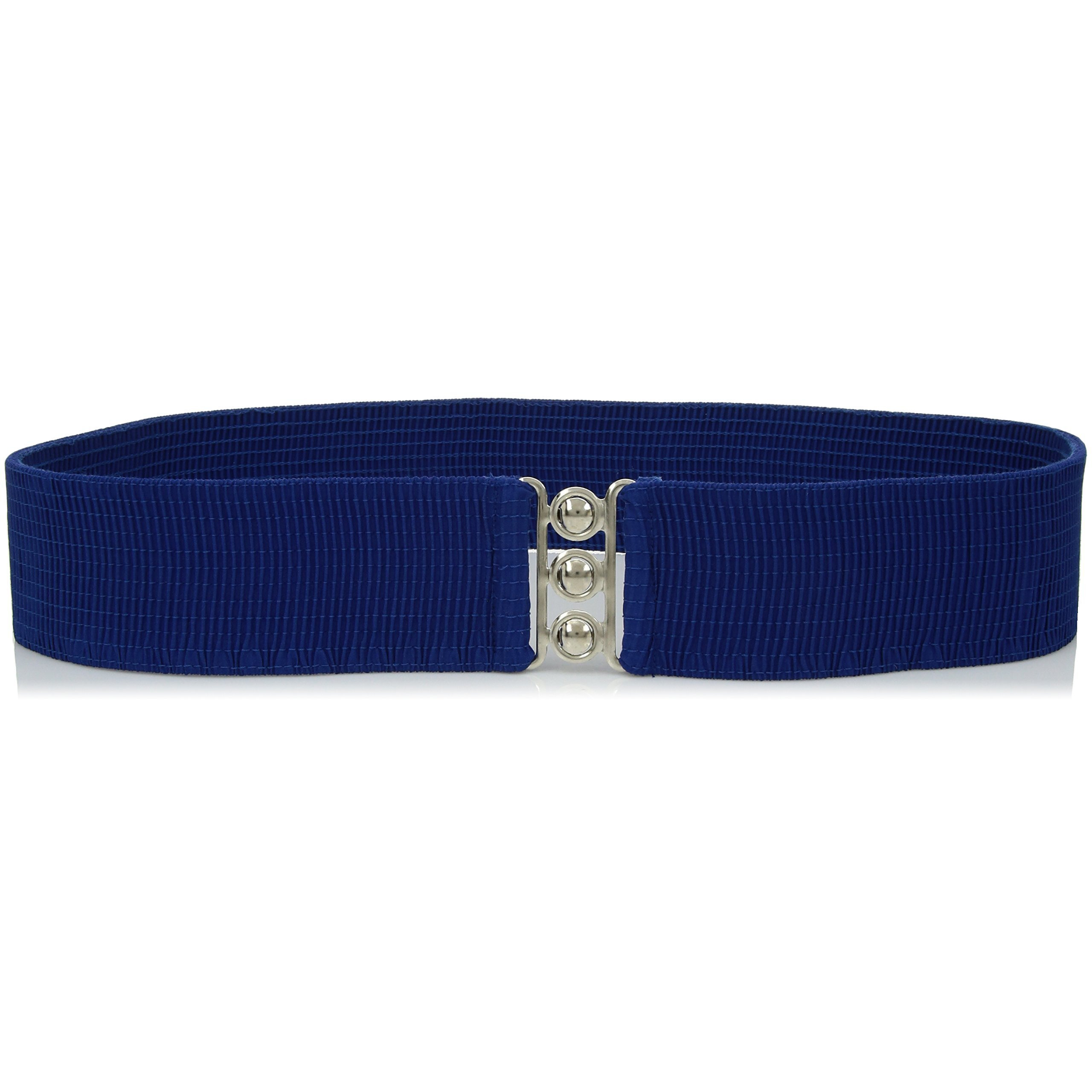 Malco Modes Luxury Vintage Adult Elastic Cinch Stretch Belt, Metal Hook and Eye Clasp Buckle, Elastic Core, Cotton-Covered (Royal Blue, XX-Large)