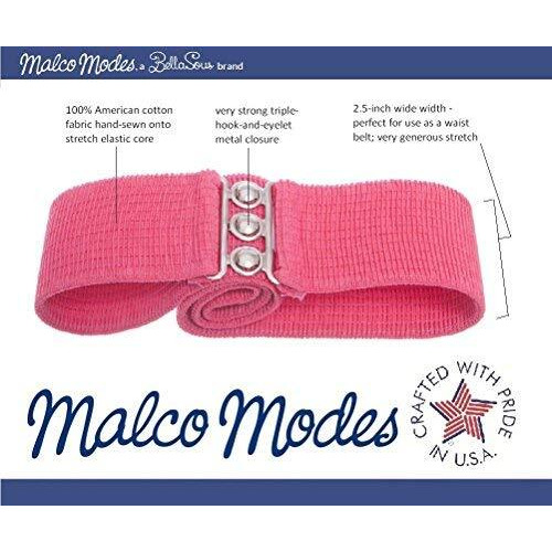 Malco Modes Luxury Vintage Adult Elastic Cinch Stretch Belt, Metal Hook and Eye Clasp Buckle, Elastic Core, Cotton-Covered (Royal Blue, XX-Large)