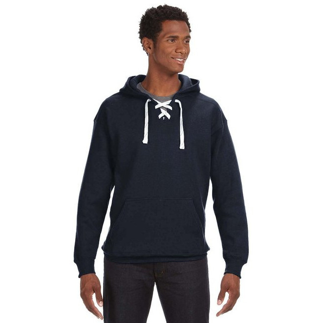 J. America Sport Lace Hooded Sweatshirt - Navy, XS