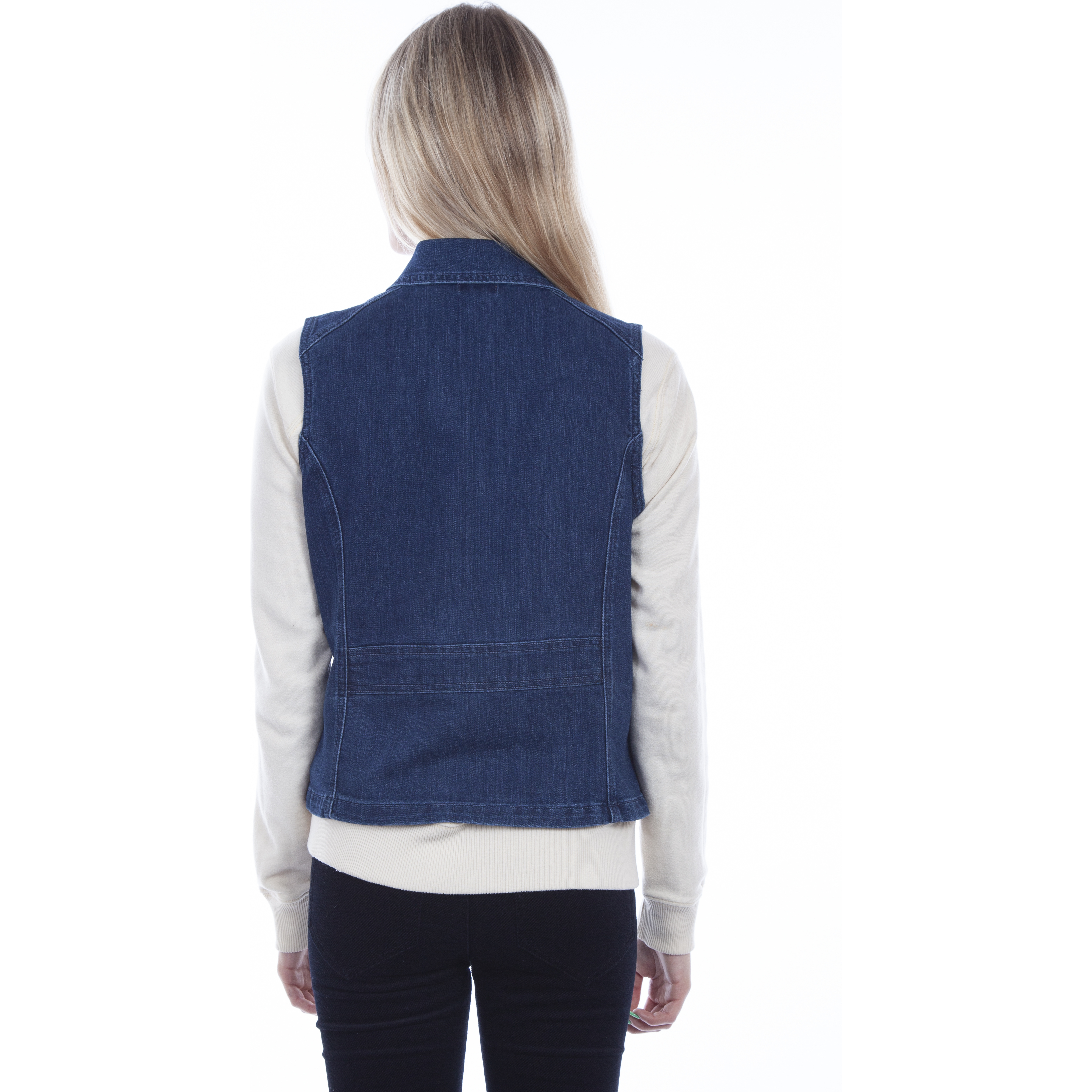 DENIM VEST W/PRINCESS SEAMS