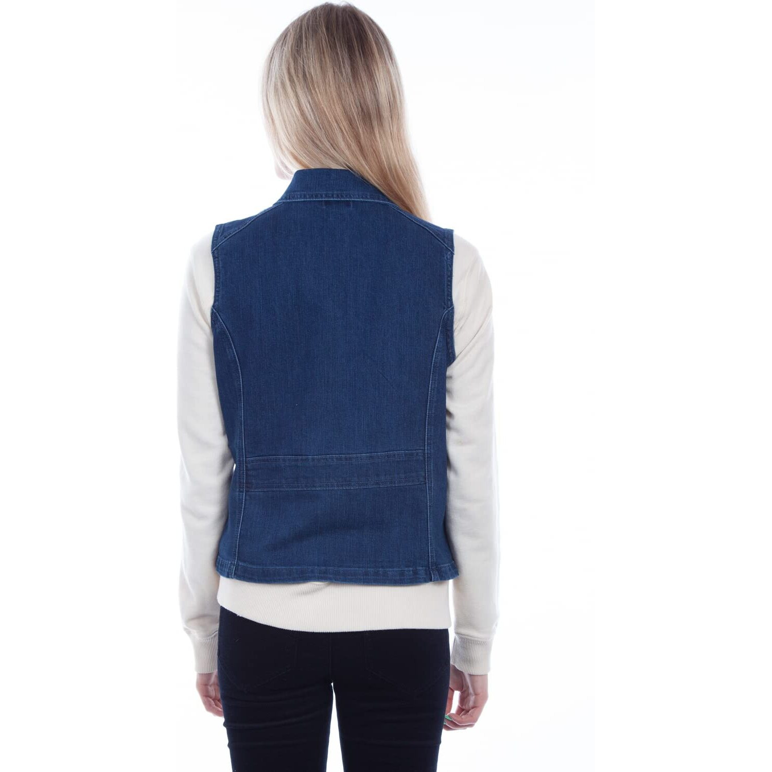 DENIM VEST W/PRINCESS SEAMS