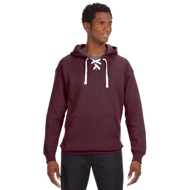 J. America Sport Lace Hooded Sweatshirt - Maroon, S